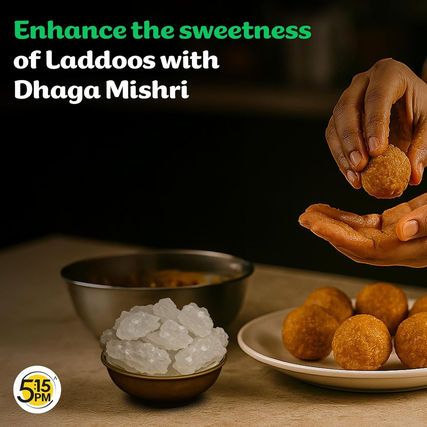 5:15PM Dhaga Mishri 455gm | Rock Sugar Crystals | Mishri Dhaga Pure Thread Crystal | Natural Thread Mishri Crystal | Dhage Wali Mishri | Candy Thread Crystals – 455gm