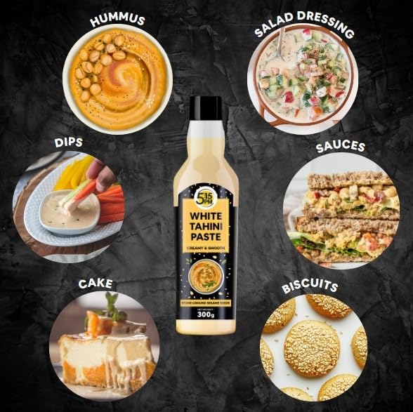 5:15 PM Tahini 300Gm White Tahini Paste For Hummus Ground Hulled Sesame Seed Paste Smooth & Creamy Natural For Hummus, Baba Ghanoush, Salad Dressings And More β 300Gm