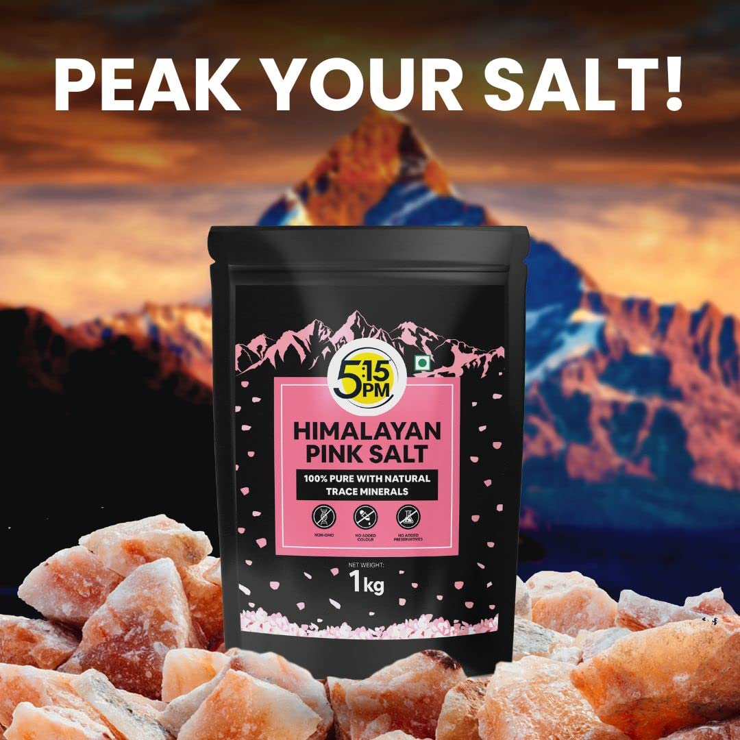 5:15PM Himalayan Pink Rock Salt | 100% Pure Pink Salt with Natural Trace Minerals | Gourmet Quality Himalayan Rock Salt | For Healthy Cooking – 1kg