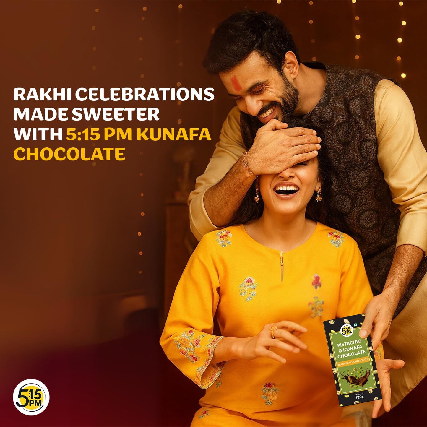 5:15PM Kunafa Chocolate Bar Dubai Style 120gm | Pistachio Kunafa Dubai Chocolate Dessert | Milk Chocolate, Creamy Pistachios & Crunchy Kunafas spread | Dubai Kunafa Chocolates with Pistachios – 120gm