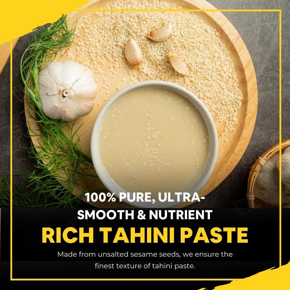 5:15 PM Tahini 300Gm White Tahini Paste For Hummus Ground Hulled Sesame Seed Paste Smooth & Creamy Natural For Hummus, Baba Ghanoush, Salad Dressings And More β 300Gm