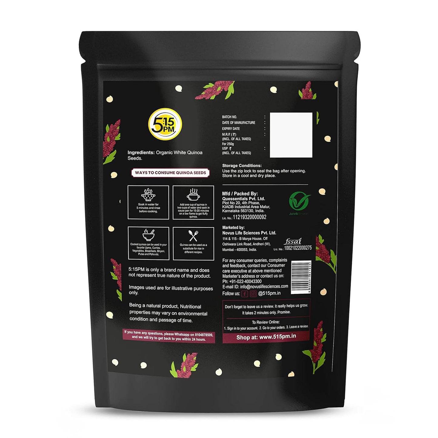 5:15PM Quinoa Seeds 1kg | 100% Organic White Quinoa Seeds |Healthy Cereal for Breakfast|