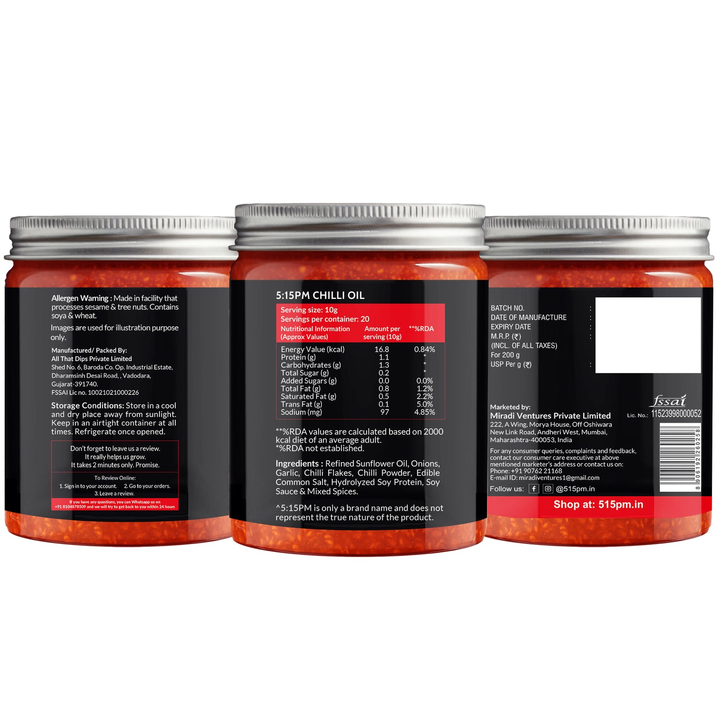 "5:15PM Chilli Oil | Crispy Chilli Oil For Noodles | Sichuan Chilli Oils | No Artificial Colours & Flavour | Perfect for Stir-Fries, Noodles & Pizzas - 200g "