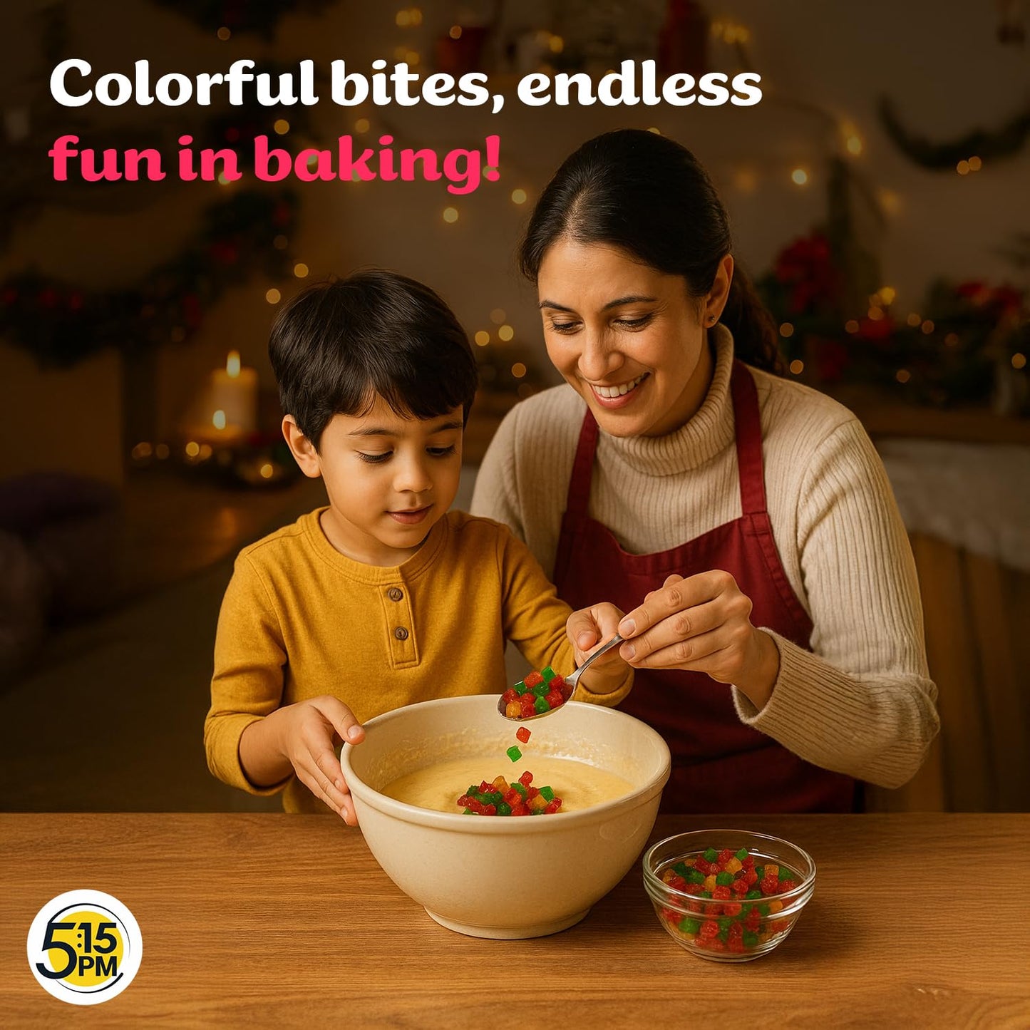 5:15PM Tutti Frutti 500gm|Mix Tutti Frutti Cherry| Tooty Fruity for Cake Baking| Dried Mix Multicolour Papaya pieces| Sweet Cherries – 500gm