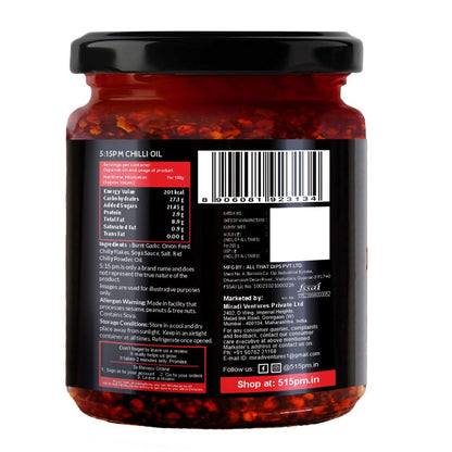 "5:15PM Chilli Oil | Crispy Chilli Oil For Noodles | Sichuan Chilli Oils | No Artificial Colours & Flavour | Perfect for Stir-Fries, Noodles & Pizzas - 200g "