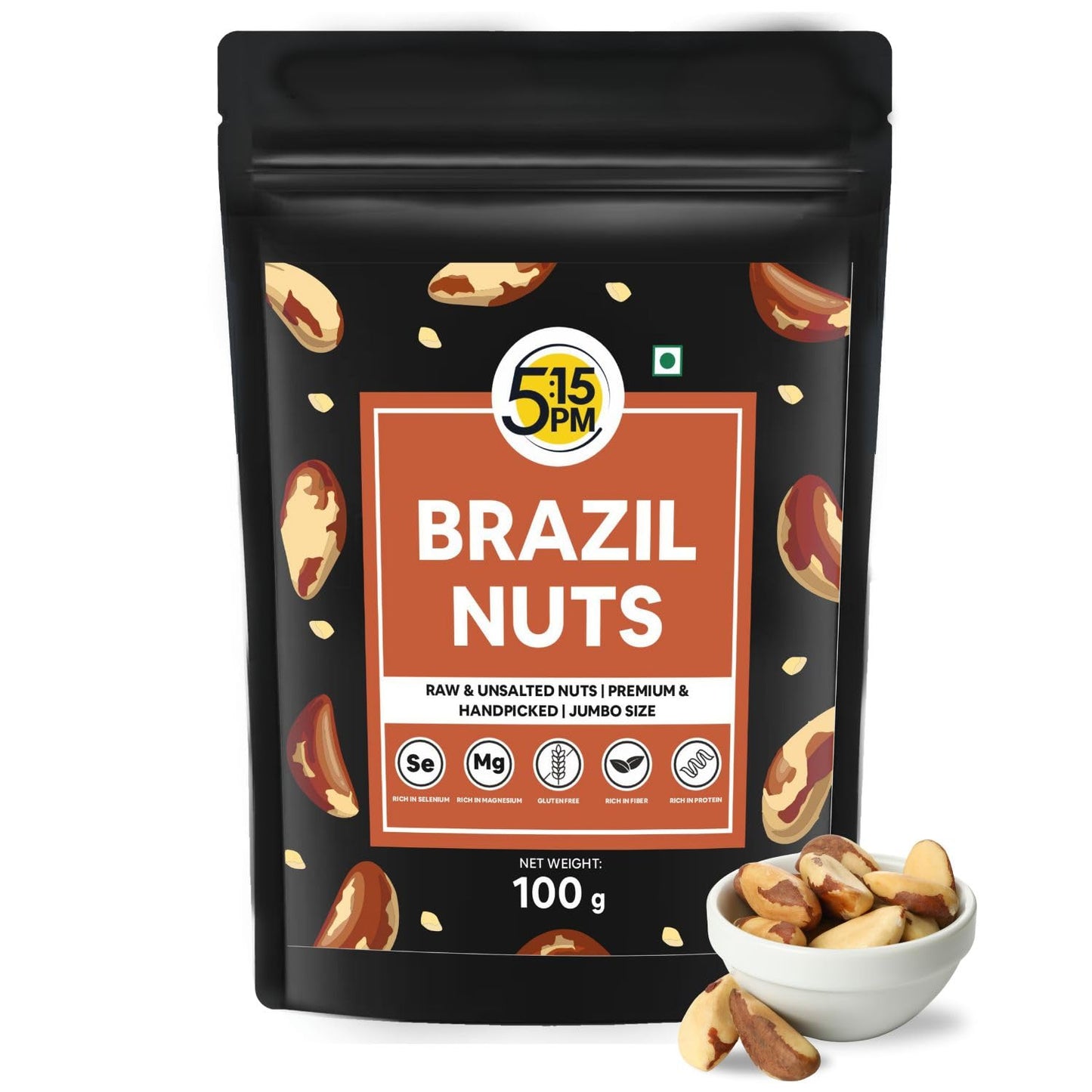 5:15PM Jumbo Brazil Nuts | Handpicked & Exotic Brazilian Nuts | Raw Unsalted 100% Natural Whole Brazil Nuts 100g