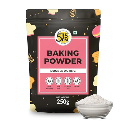 5:15PM Baking Powder | Double Acting Baking Powder | All Purpose Leaving Agent | Baking Powder for Cooking & Baking Cake, Breads, Muffins, Pizza – 250g