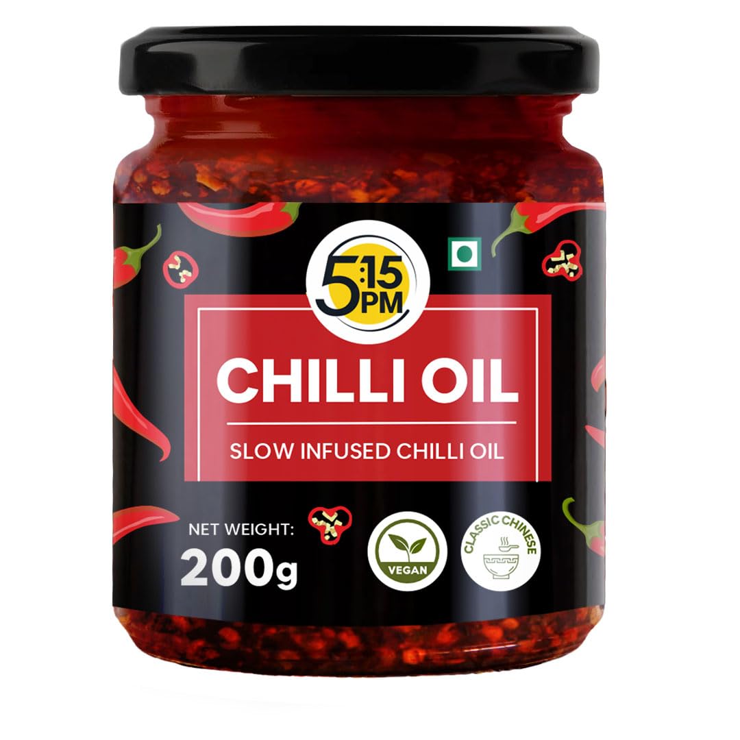 "5:15PM Chilli Oil | Crispy Chilli Oil For Noodles | Sichuan Chilli Oils | No Artificial Colours & Flavour | Perfect for Stir-Fries, Noodles & Pizzas - 200g "