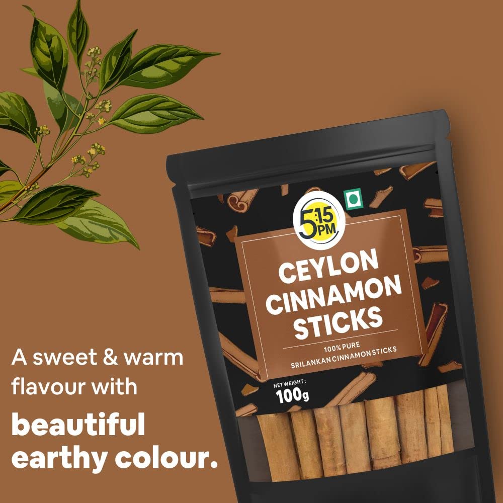 5:15PM Ceylon Cinnamon Sticks 100gm| SriLankan Dalchini Sticks |World’s Finest Ceylon Cinnamon Quills - Genuine Source Certification