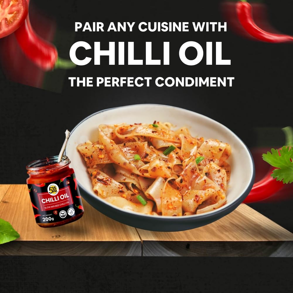 "5:15PM Chilli Oil | Crispy Chilli Oil For Noodles | Sichuan Chilli Oils | No Artificial Colours & Flavour | Perfect for Stir-Fries, Noodles & Pizzas - 200g "