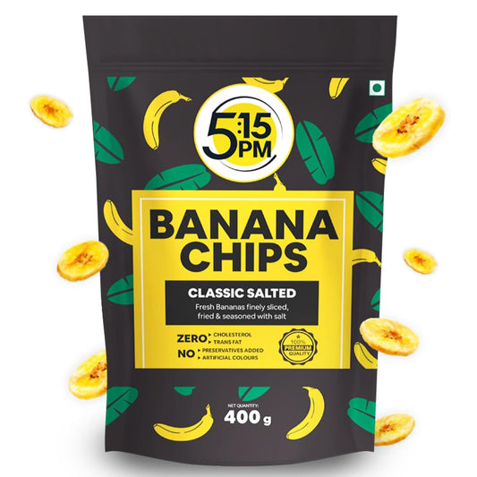 5:15PM Yellow Banana Chips Snacks - Crispy Banana Wafers Chips | Classic Salted Flavour 400gm Packet