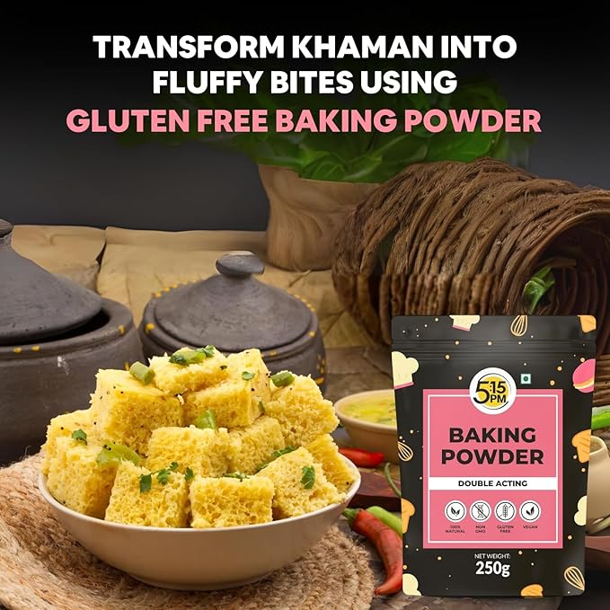 5:15PM Baking Powder | Double Acting Baking Powder | All Purpose Leaving Agent | Baking Powder for Cooking & Baking Cake, Breads, Muffins, Pizza – 250g