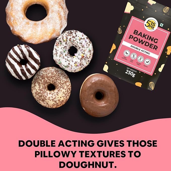 5:15PM Baking Powder | Double Acting Baking Powder | All Purpose Leaving Agent | Baking Powder for Cooking & Baking Cake, Breads, Muffins, Pizza – 250g