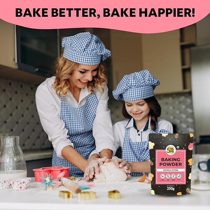 5:15PM Baking Powder | Double Acting Baking Powder | All Purpose Leaving Agent | Baking Powder for Cooking & Baking Cake, Breads, Muffins, Pizza – 250g