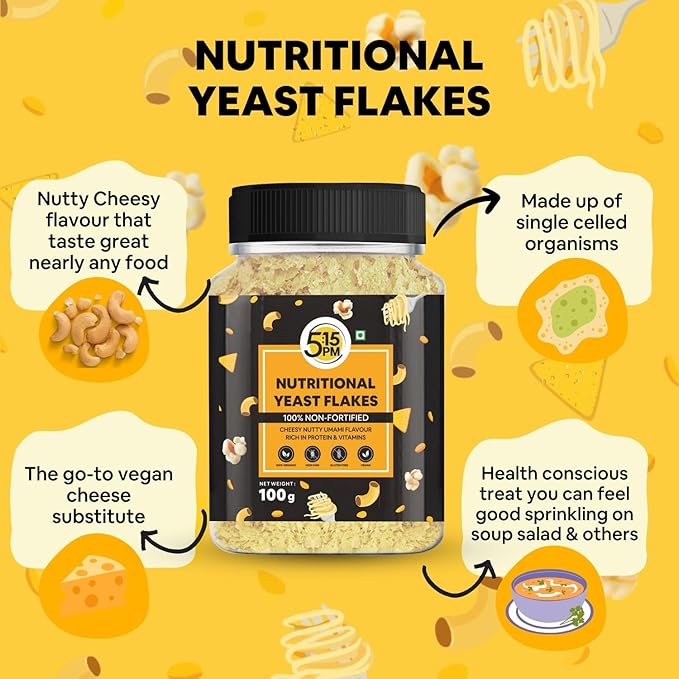 5:15 PM Nutritional Yeast Flakes Unfortified| Yeast Seasoning| Non-Fortified| Nutty & Cheesy Flavour| Nooch - 100g