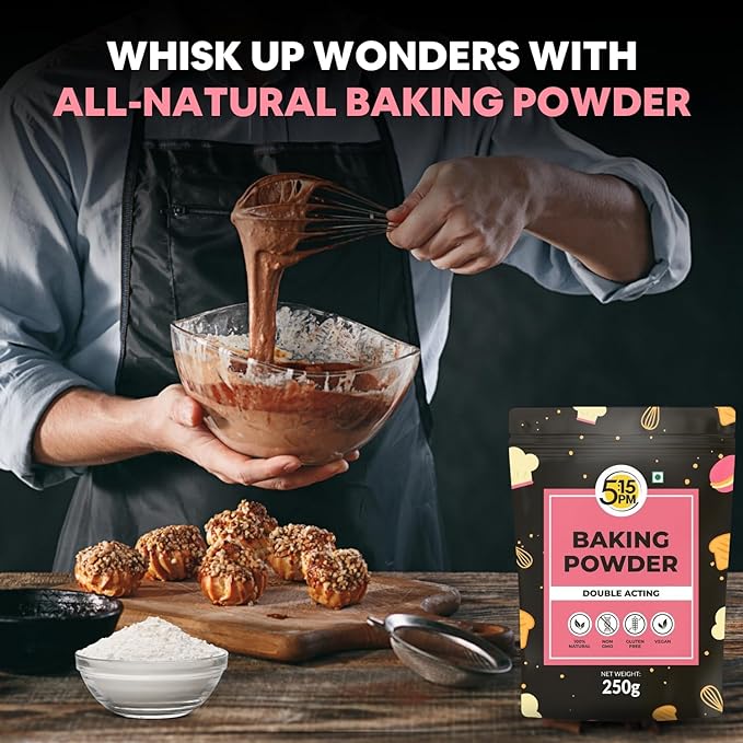 5:15PM Baking Powder | Double Acting Baking Powder | All Purpose Leaving Agent | Baking Powder for Cooking & Baking Cake, Breads, Muffins, Pizza – 250g