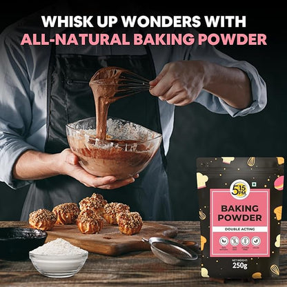 5:15PM Baking Powder | Double Acting Baking Powder | All Purpose Leaving Agent | Baking Powder for Cooking & Baking Cake, Breads, Muffins, Pizza – 250g