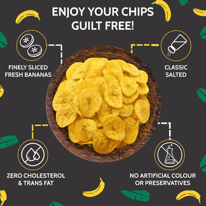 5:15PM Yellow Banana Chips Snacks - Crispy Banana Wafers Chips | Classic Salted Flavour 400gm Packet