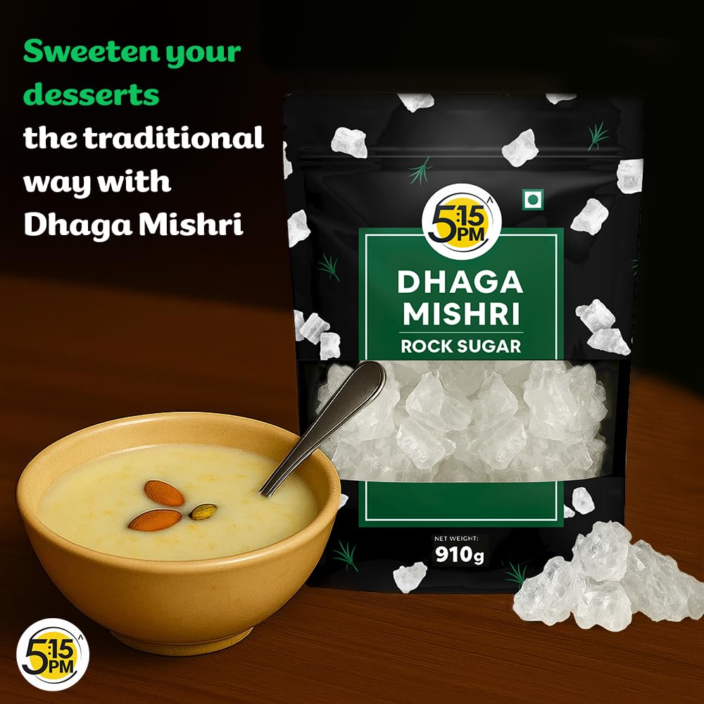 5:15PM Dhaga Mishri 910gm | Rock Sugar Crystals | Mishri Dhaga Pure Thread Crystal | Natural Thread Mishri Crystal | Dhage Wali Mishri | Candy Thread Crystals – 910gm