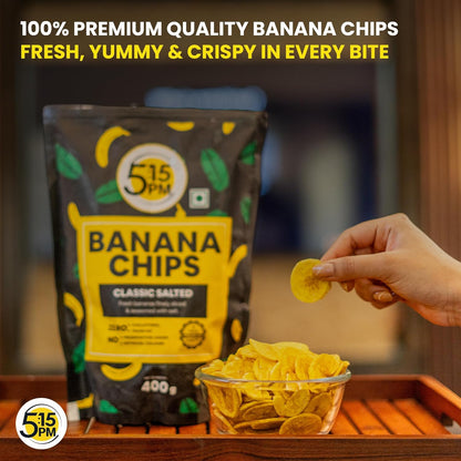 5:15PM Yellow Banana Chips Snacks - Crispy Banana Wafers Chips | Classic Salted Flavour 400gm Packet