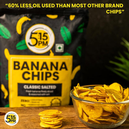 5:15PM Yellow Banana Chips Snacks - Crispy Banana Wafers Chips | Classic Salted Flavour 400gm Packet