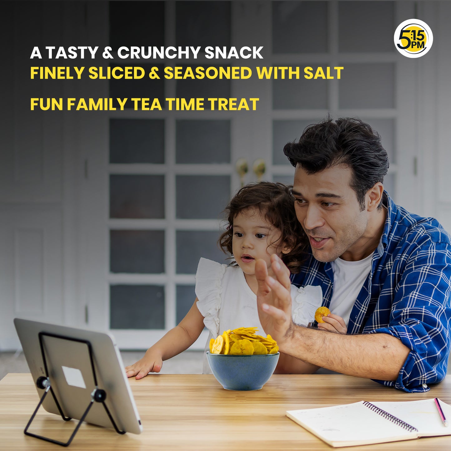 5:15PM Yellow Banana Chips Snacks - Crispy Banana Wafers Chips | Classic Salted Flavour 400gm Packet