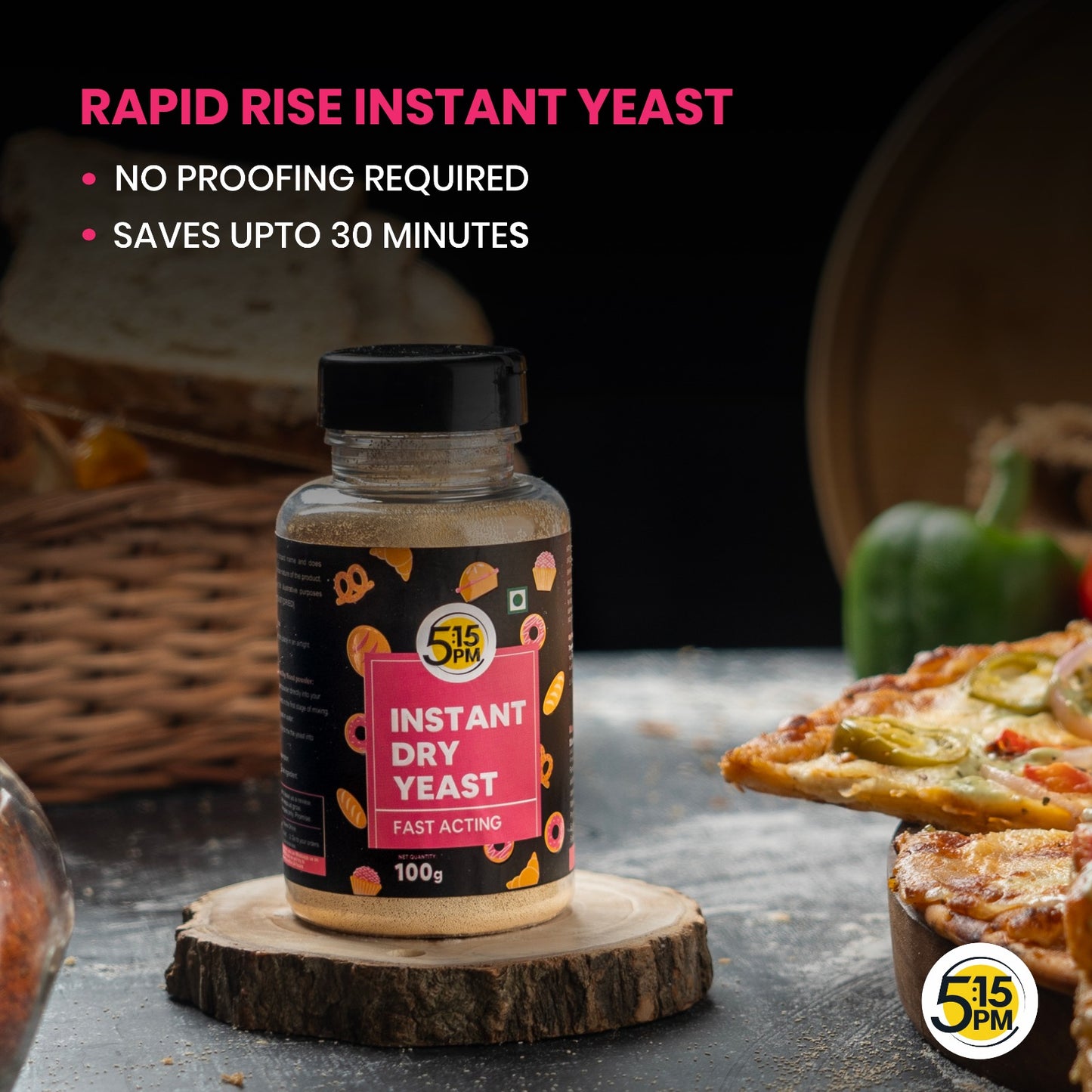 5:15PM Instant Dry Yeast Powder | Active Dry Yeast for Bread making and Pizza - 100g