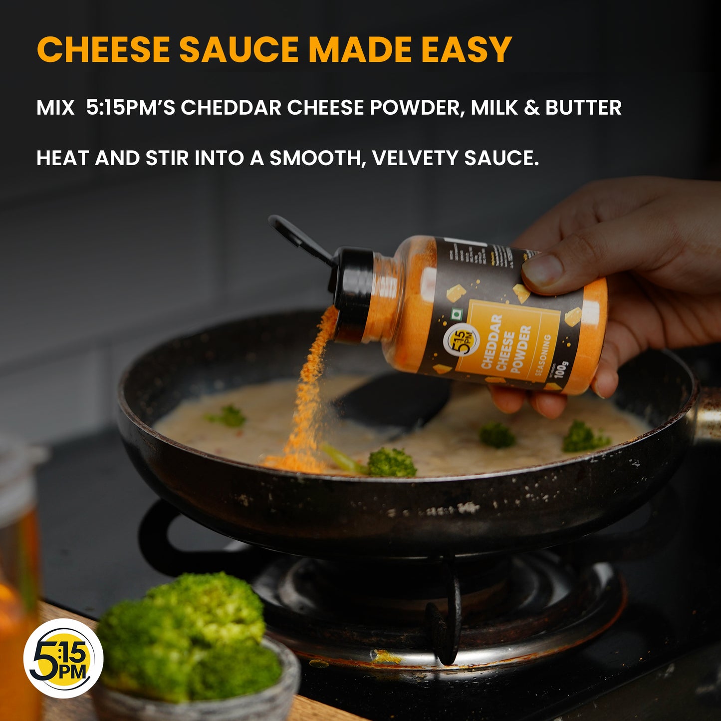 5:15PM Cheddar Cheese Powder Seasoning for Popcorn, Pasta, Pizza, Nachos, Fries, 100 g