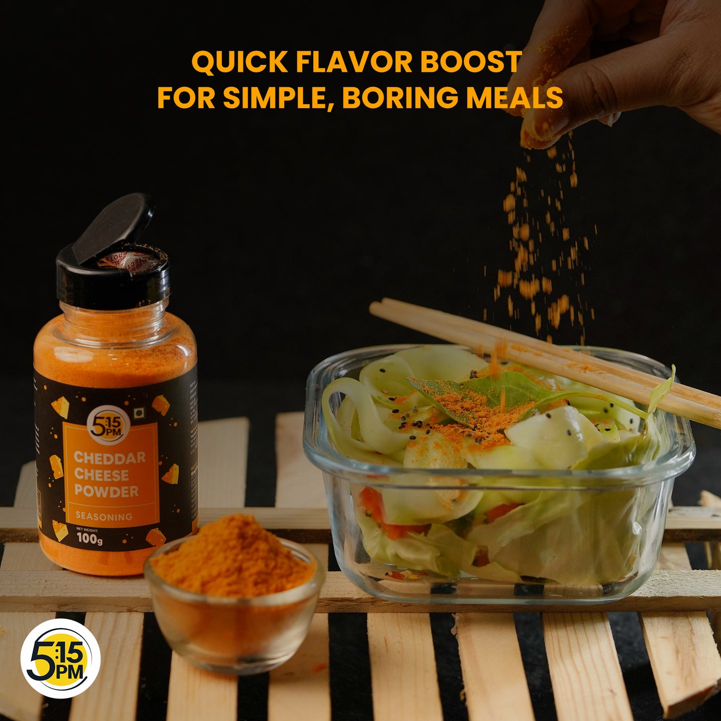 5:15PM Cheddar Cheese Powder Seasoning for Popcorn, Pasta, Pizza, Nachos, Fries, 100 g