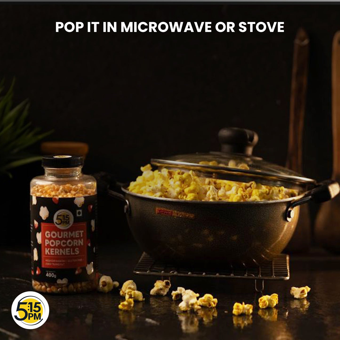 5:15PM Popcorn Kernel Seeds– Big Size Gourmet Pop Corn Kernels | High Expansion, A Grade Makkai Popcorn – 400g