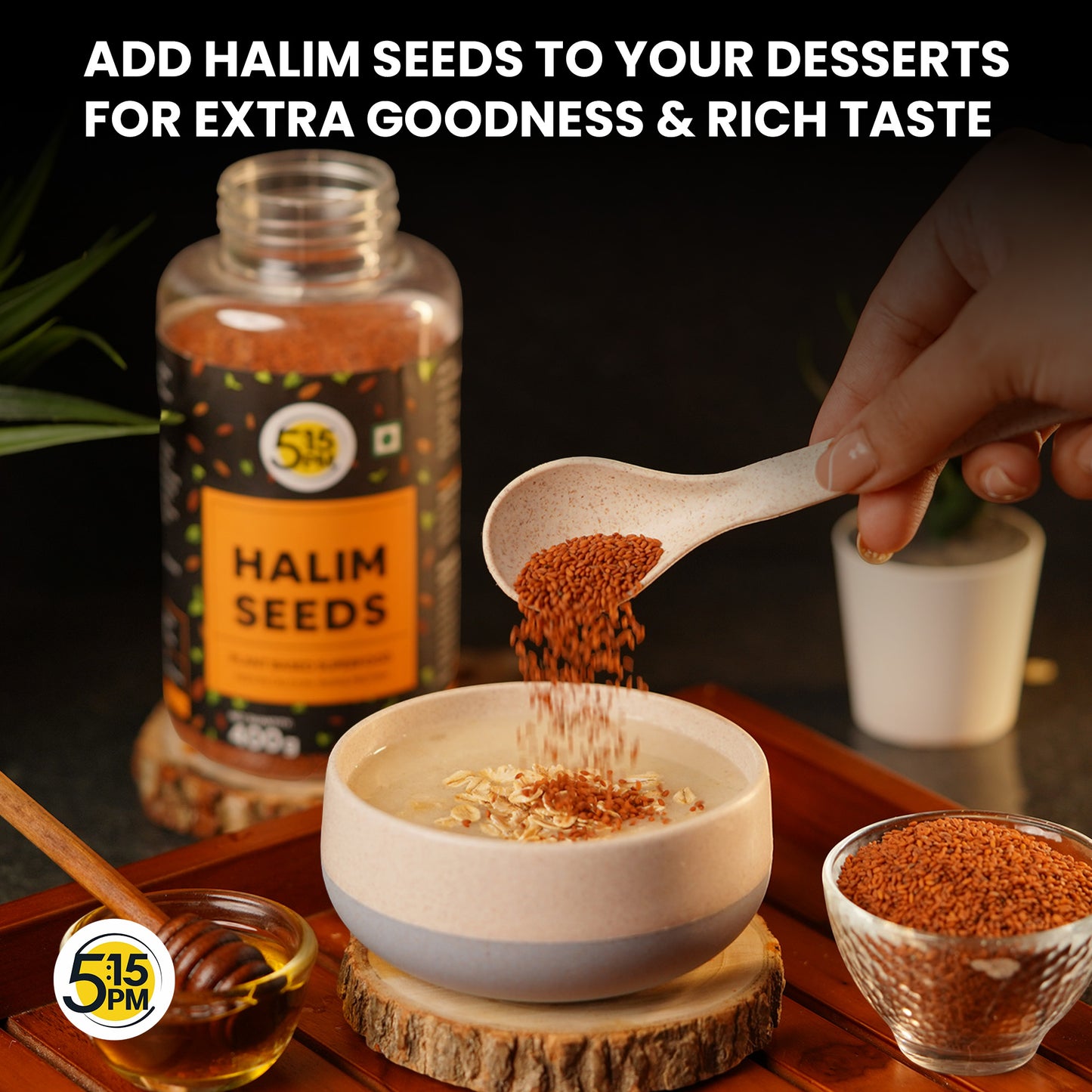 5:15PM Halim Seeds for Eating | 400g | Aliv & Garden Cress Seed | Hygienically Packed | Raw and Natural | Used in Cooking, Baking, Smoothies and other Beverages and Hair Growth