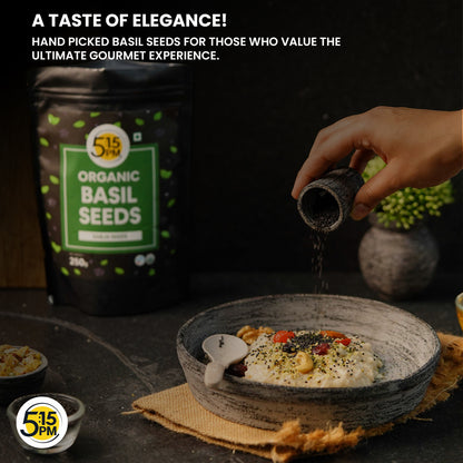 5:15PM Basil Seeds 250g | 100% Organic Raw Basil Seeds | Tukmaria Seeds | Sabja Seeds for Eating | Falooda Seeds 250 grams