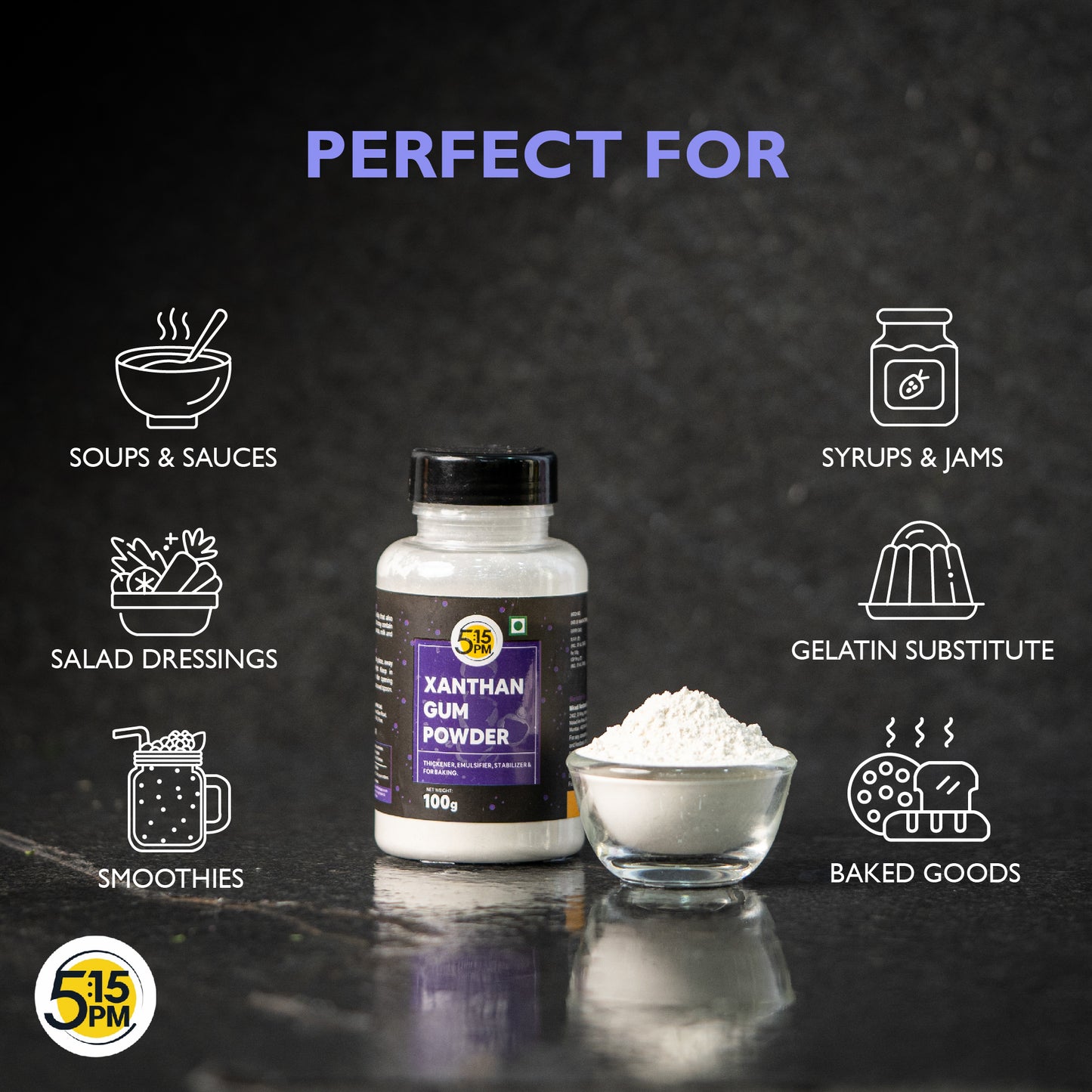 5:15PM Xanthan Gum Powder For Cooking & Baking|Thickening & Binding Agent|Food Stabilizer|Food Emulsifier & Foaming Agent -100 grams