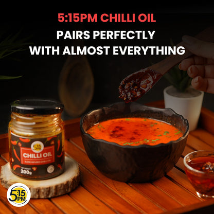 "5:15PM Chilli Oil | Crispy Chilli Oil For Noodles | Sichuan Chilli Oils | No Artificial Colours & Flavour | Perfect for Stir-Fries, Noodles & Pizzas - 200g "
