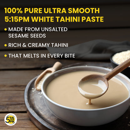 5:15 PM Tahini 300Gm White Tahini Paste For Hummus Ground Hulled Sesame Seed Paste Smooth & Creamy Natural For Hummus, Baba Ghanoush, Salad Dressings And More – 300Gm