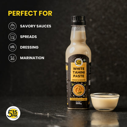 5:15 PM Tahini 300Gm White Tahini Paste For Hummus Ground Hulled Sesame Seed Paste Smooth & Creamy Natural For Hummus, Baba Ghanoush, Salad Dressings And More – 300Gm