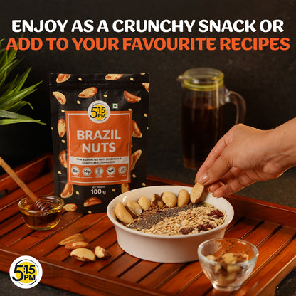 5:15PM Jumbo Brazil Nuts | Handpicked & Exotic Brazilian Nuts | Raw Unsalted 100% Natural Whole Brazil Nuts 100g