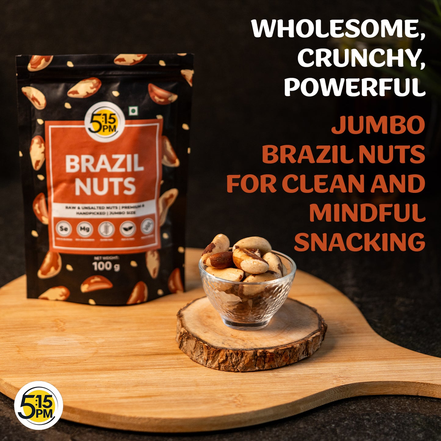 5:15PM Jumbo Brazil Nuts | Handpicked & Exotic Brazilian Nuts | Raw Unsalted 100% Natural Whole Brazil Nuts 100g