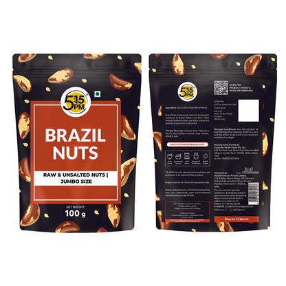 5:15PM Jumbo Brazil Nuts | Handpicked & Exotic Brazilian Nuts | Raw Unsalted 100% Natural Whole Brazil Nuts 100g