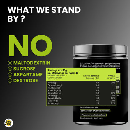 5:15PM Monk Fruit Sweetener with Erythritol | Natural Sugar Replacer | Monk Fruit Extract For Cooking & Baking – 400g