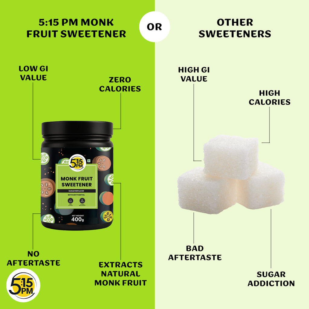 5:15PM Monk Fruit Sweetener with Erythritol | Natural Sugar Replacer | Monk Fruit Extract For Cooking & Baking – 400g