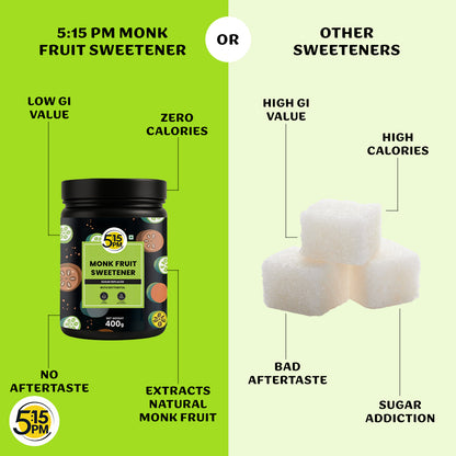 5:15PM Monk Fruit Sweetener with Erythritol | Natural Sugar Replacer | Monk Fruit Extract For Cooking & Baking – 400g