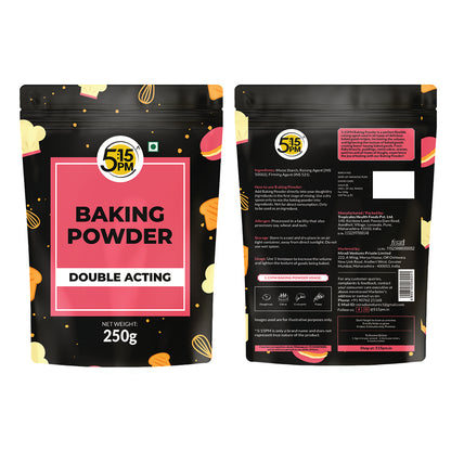 5:15PM Baking Powder | Double Acting Baking Powder | All Purpose Leaving Agent | Baking Powder for Cooking & Baking Cake, Breads, Muffins, Pizza – 250g