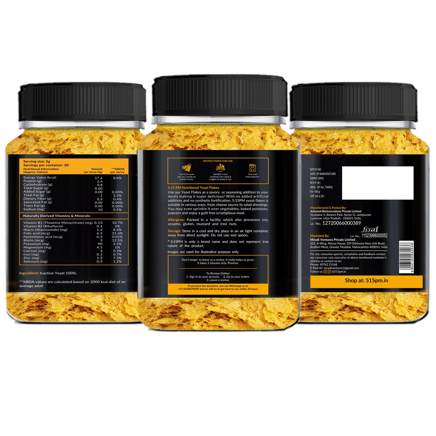 5:15 PM Nutritional Yeast Flakes Unfortified| Yeast Seasoning| Non-Fortified| Nutty & Cheesy Flavour| Nooch - 100g