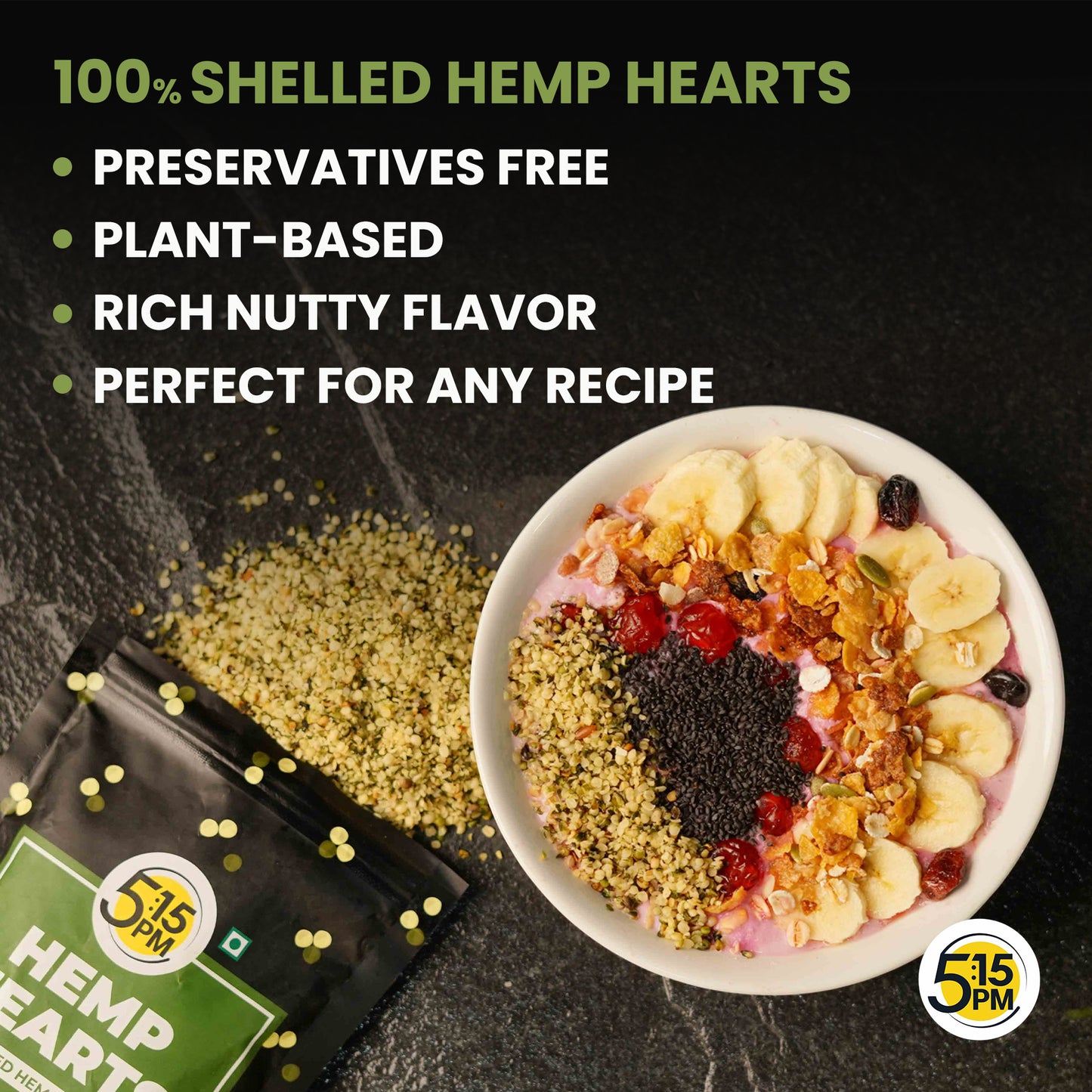 5:15PM Hemp Hearts | Hulled Hemp Seeds for Eating | Raw Shelled Hemp Seeds For Eating -100g