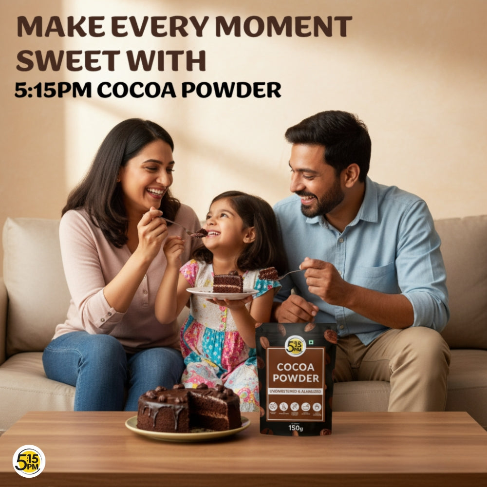 5:15 PM 100% Pure Unsweetened Cocoa Powder - 150g | Cocoa Powder for Cake | Cocoa powder without Sugar | Alkalized Coco Powder | Perfect for Cake, Baking, Hot Chocolate, Milkshakes & More – 150g