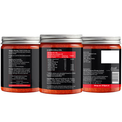"5:15PM Chilli Oil | Crispy Chilli Oil For Noodles | Sichuan Chilli Oils | No Artificial Colours & Flavour | Perfect for Stir-Fries, Noodles & Pizzas - 200g "
