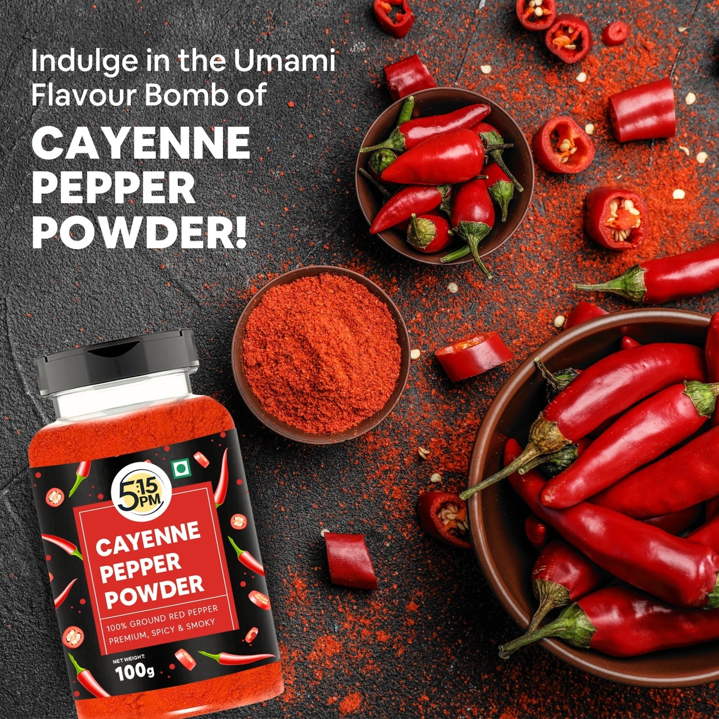 5:15PM Cayenne Pepper Powder 100g | Spicy & Smoky | Perfect for Cooking, Seasoning |100 gram